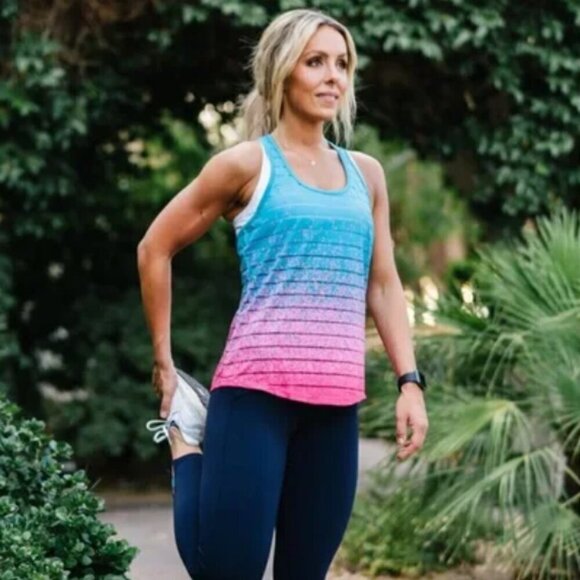 ZYIA | Active Havana Tank Top Pattern Pink Embers Striped | Sz. XS - Picture 3 of 10